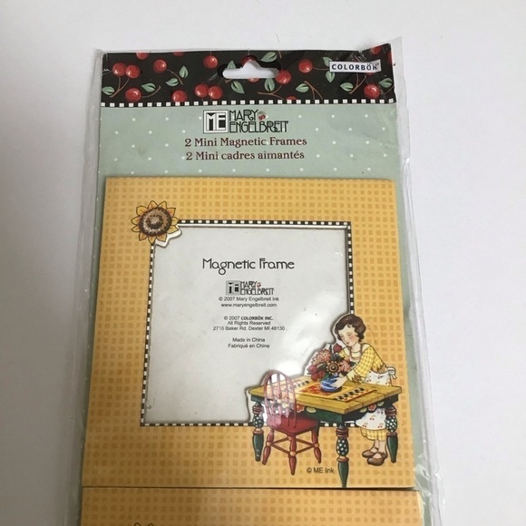 Mary Engelbreit 2 Mini Magnetic Photo Frames 3.5x3.5" Fridge Sunflowers 2007 NEW - Picture 6 of 10